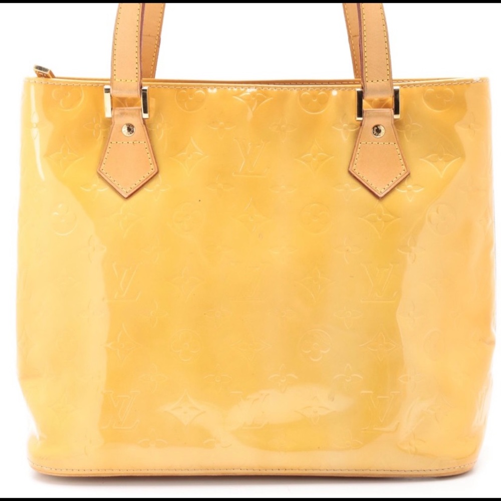 Authentic Louis Vuitton Houston Tote Bag in Monogram Vernis and Vachetta Leather